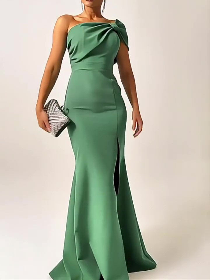 Green Bow Tube Top Evening Dress - MRG Official Store