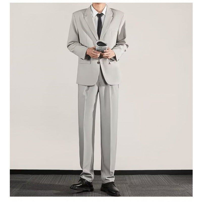 Korean Texture Slim Fit Trendy Grace Business Coat High-end Straight Trousers Suit - MRG Official Store