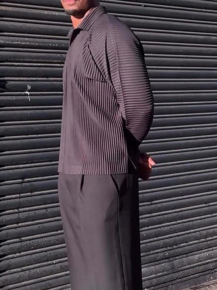 Men's Casual Pleated Long-sleeved Top - MRG Official Store