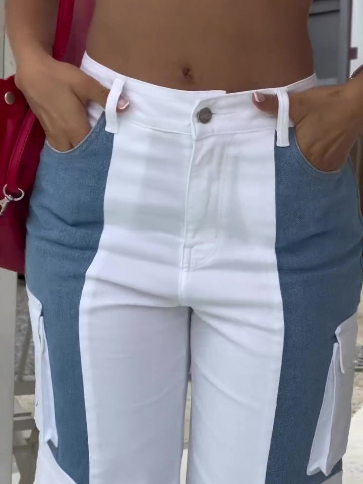 Contrast Pocket Cargo Jeans - MRG Official Store