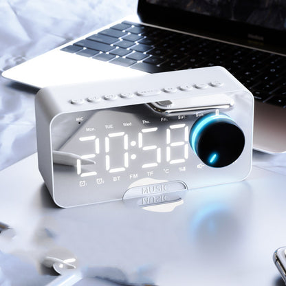 Wireless Bluetooth Speaker With FM Gift Mini Card Mirror Alarm Clock Sound Receipt Voice Prompt