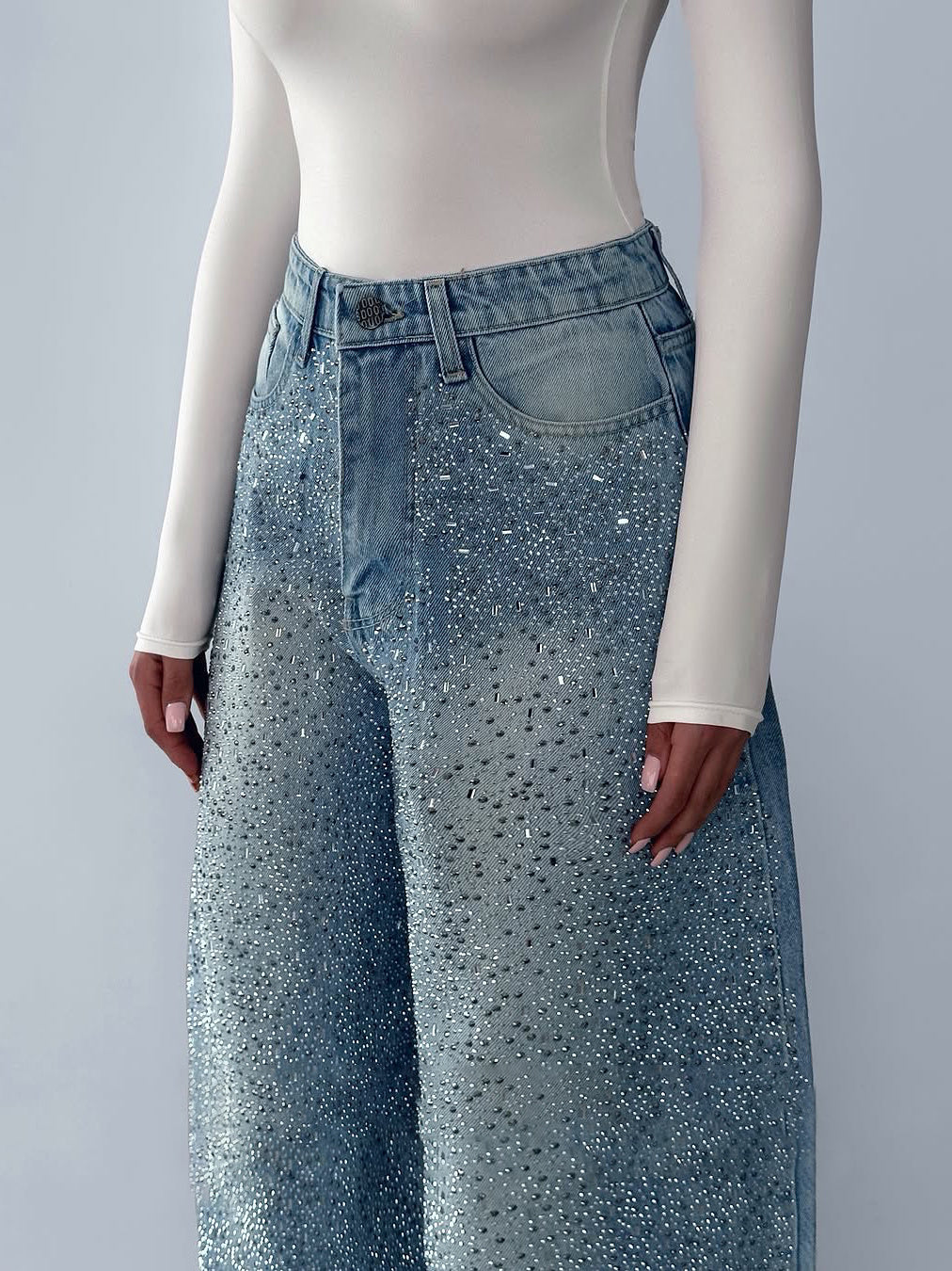 Irregular Rhinestone Jeans - MRG Official Store