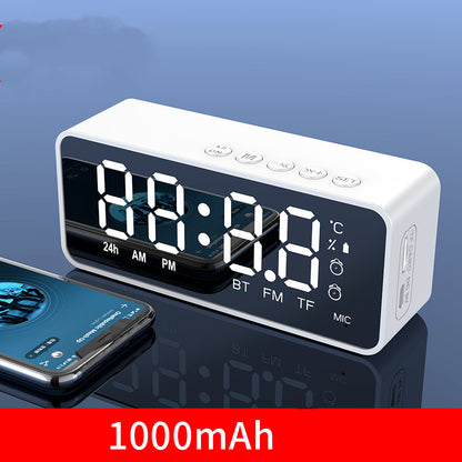 Wireless Bluetooth Speaker With FM Gift Mini Card Mirror Alarm Clock Sound Receipt Voice Prompt