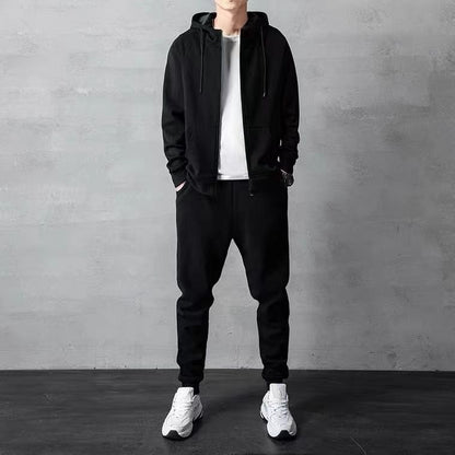 Men's Loose Zip-up Hoodie Sweater Set