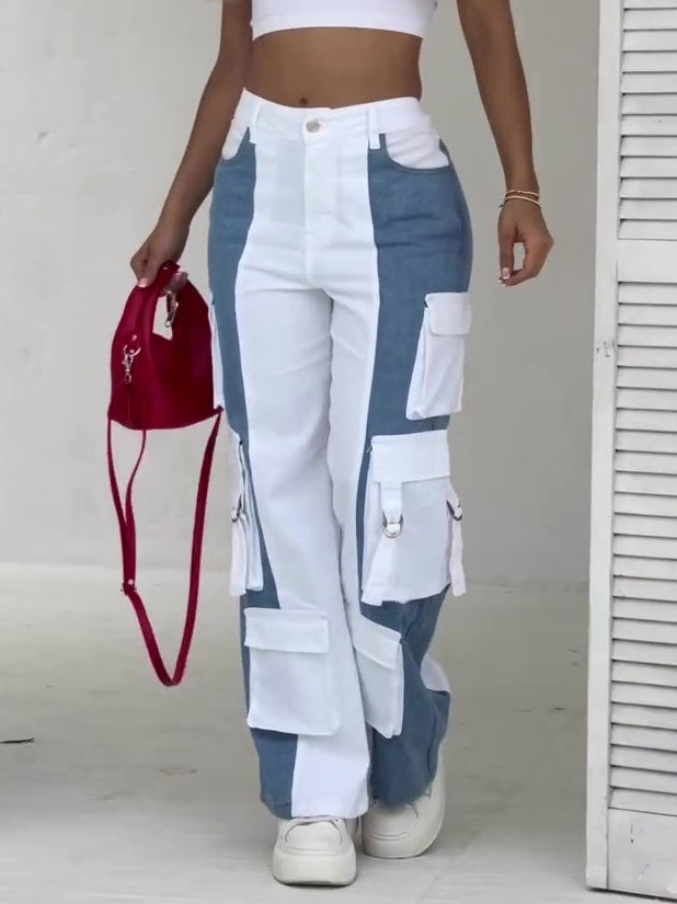 Contrast Pocket Cargo Jeans - MRG Official Store