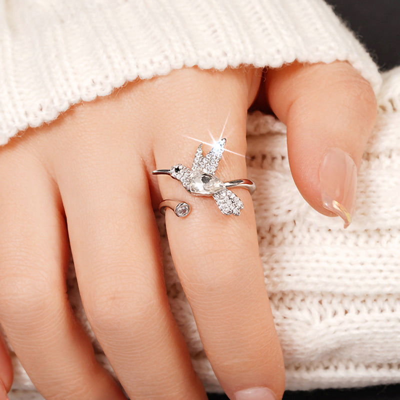 Stylish Adjustable Hummingbird Womens Ring