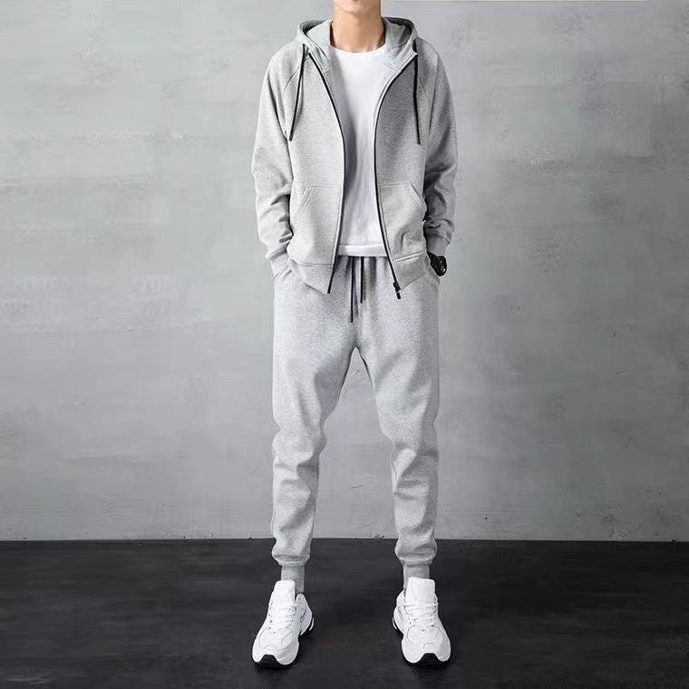 Men's Loose Zip-up Hoodie Sweater Set