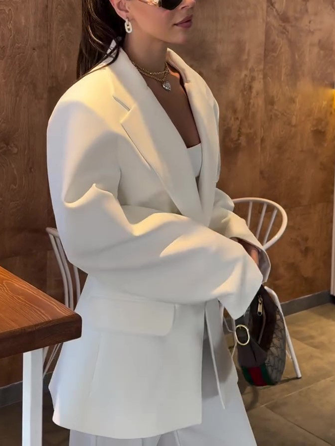 Elegant Solid Color Loose Blazer - MRG Official Store