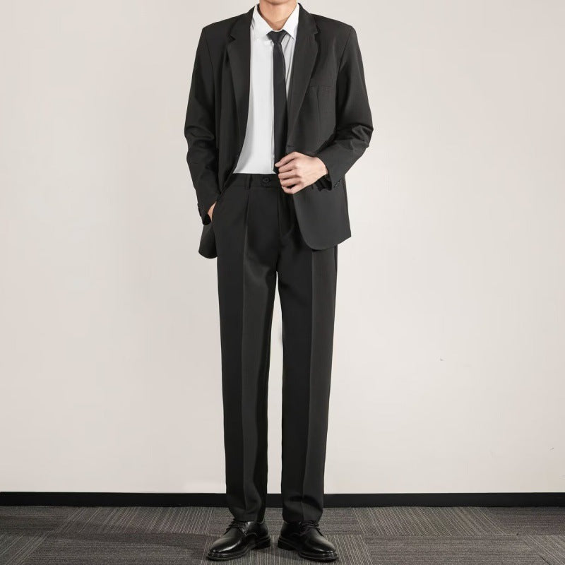 Korean Texture Slim Fit Trendy Grace Business Coat High-end Straight Trousers Suit - MRG Official Store