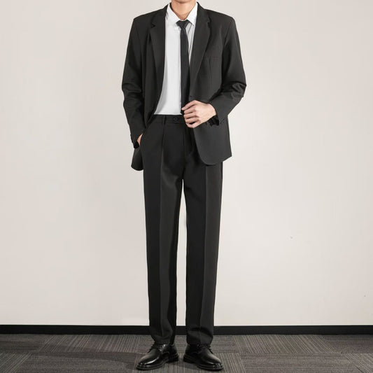Korean Texture Slim Fit Trendy Grace Business Coat High-end Straight Trousers Suit - MRG Official Store