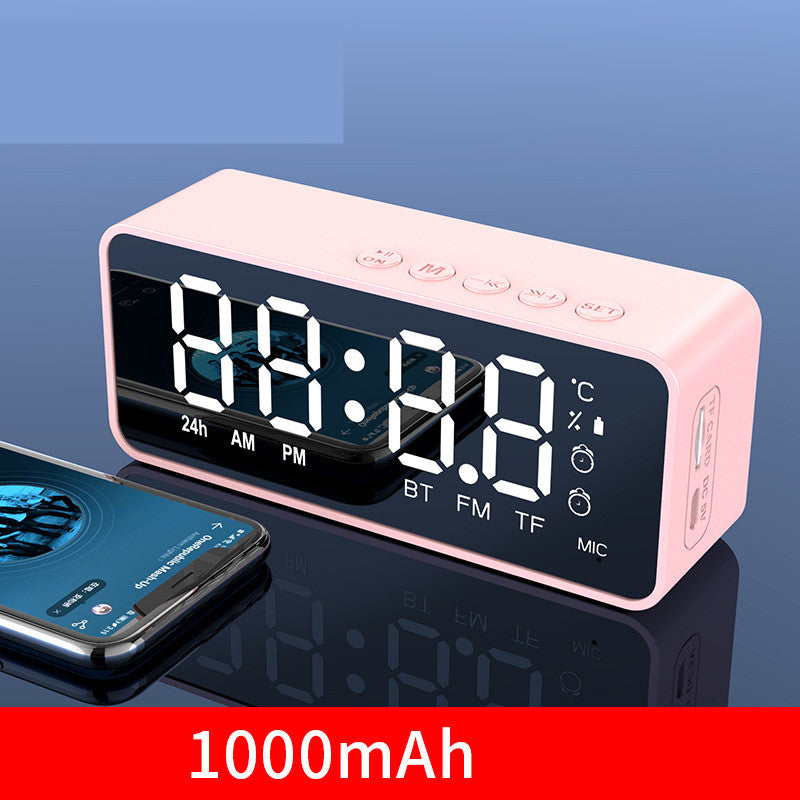 Wireless Bluetooth Speaker With FM Gift Mini Card Mirror Alarm Clock Sound Receipt Voice Prompt