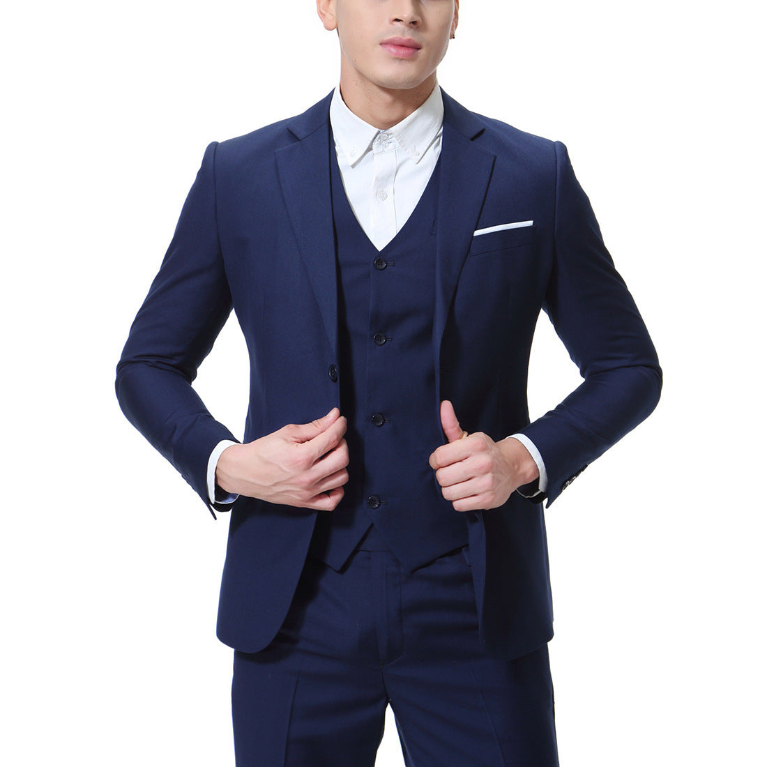 Men's Solid Color Casual Business Casual Three-Piece Suit