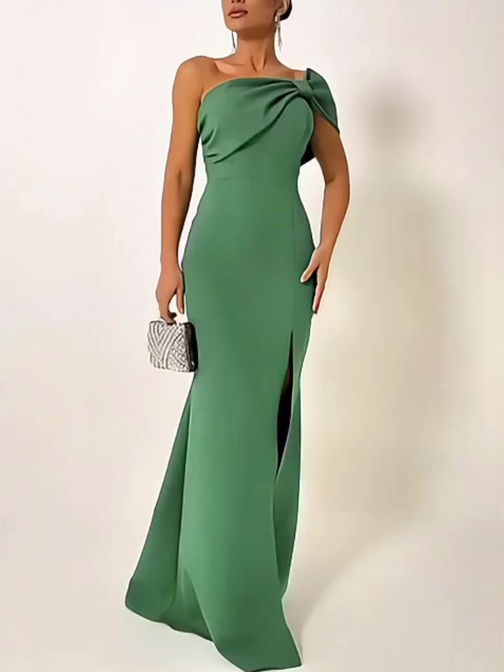 Green Bow Tube Top Evening Dress - MRG Official Store