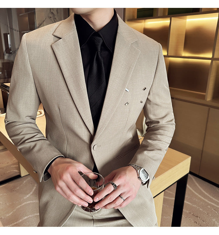 Slim-fit Thin One Button Casual Suit Jacket Men's Two-piece Suit - MRG Official Store