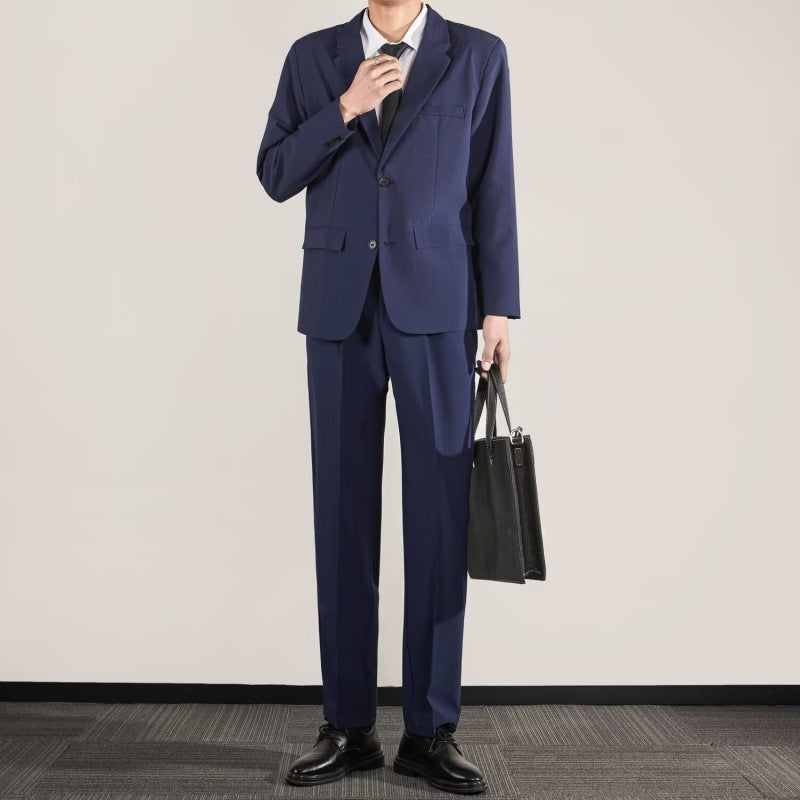 Korean Texture Slim Fit Trendy Grace Business Coat High-end Straight Trousers Suit - MRG Official Store