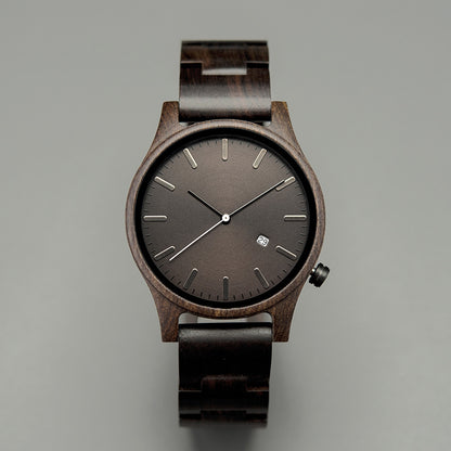 Wood Quartz Pointer Watch Men