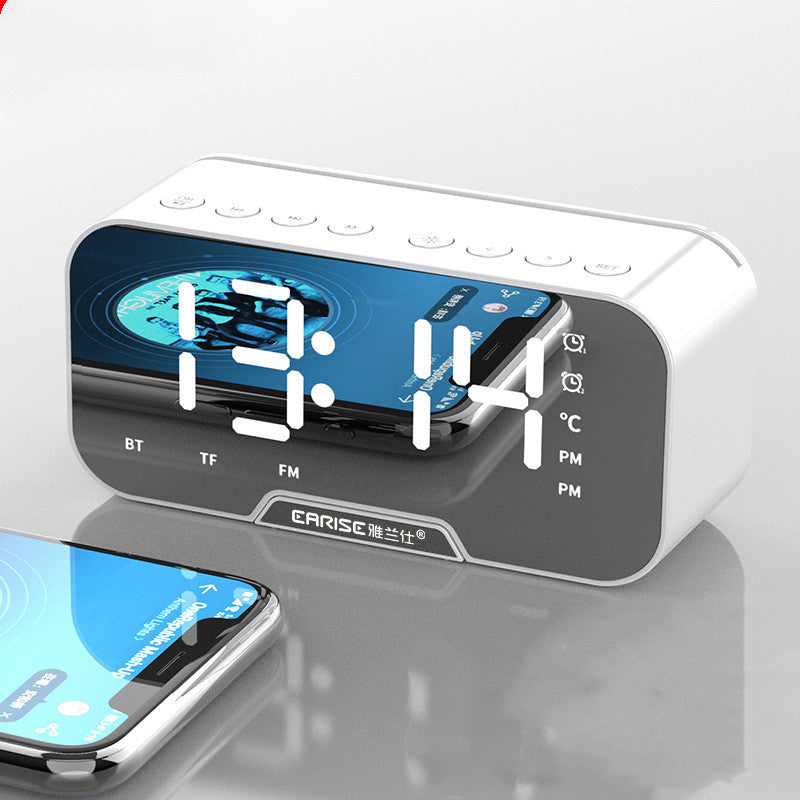 Wireless Bluetooth Speaker With FM Gift Mini Card Mirror Alarm Clock Sound Receipt Voice Prompt