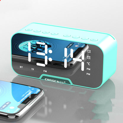 Wireless Bluetooth Speaker With FM Gift Mini Card Mirror Alarm Clock Sound Receipt Voice Prompt