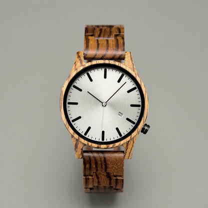 Wood Quartz Pointer Watch Men