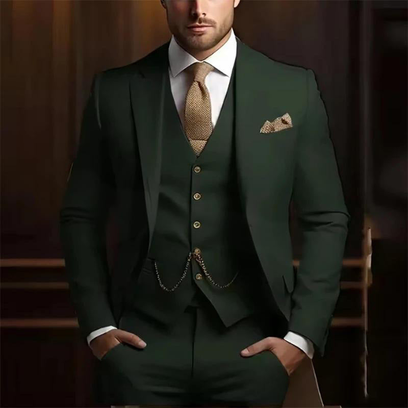 Men's High-grade Gentleman Temperament Slim Suit Three-piece Suit