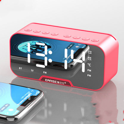 Wireless Bluetooth Speaker With FM Gift Mini Card Mirror Alarm Clock Sound Receipt Voice Prompt
