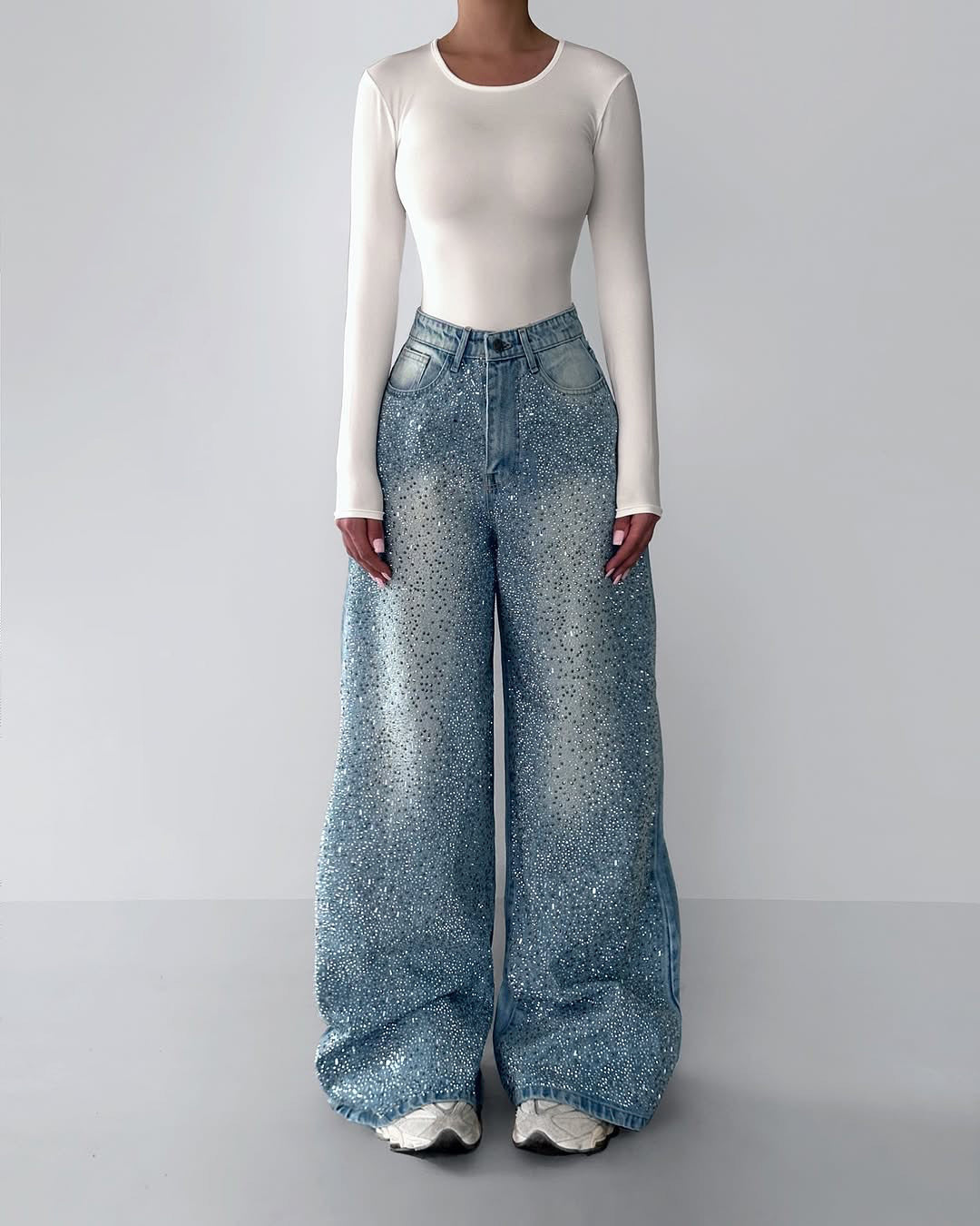 Irregular Rhinestone Jeans - MRG Official Store