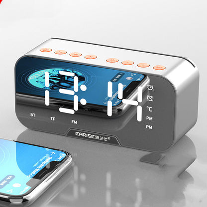 Wireless Bluetooth Speaker With FM Gift Mini Card Mirror Alarm Clock Sound Receipt Voice Prompt