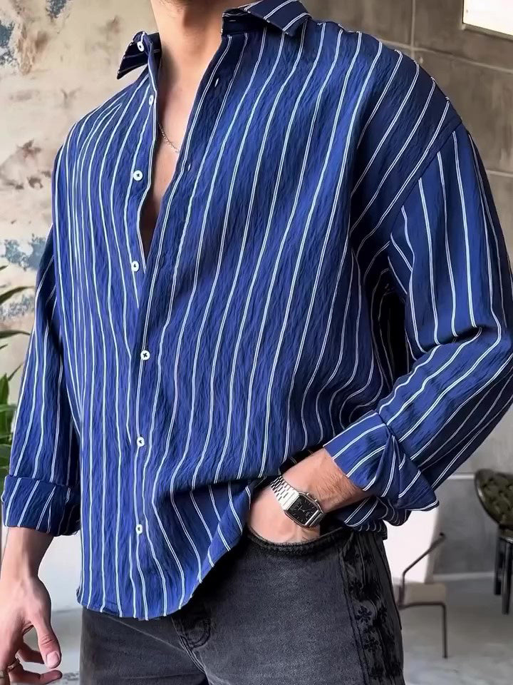 Men's Casual Striped Long-sleeved Shirt - MRG Official Store