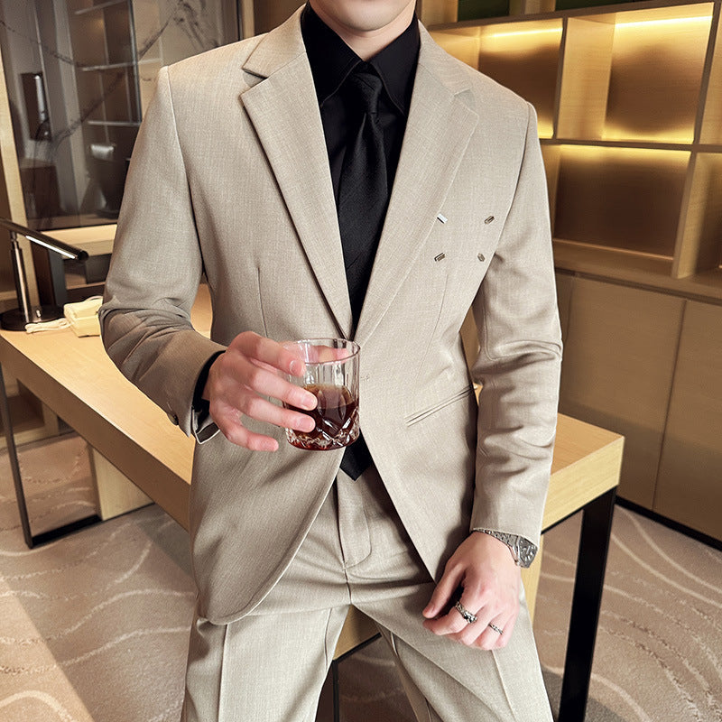 Slim-fit Thin One Button Casual Suit Jacket Men's Two-piece Suit - MRG Official Store
