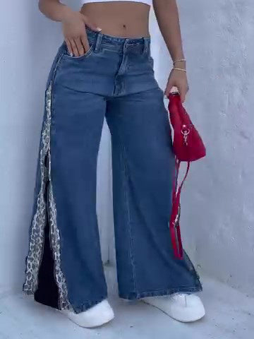 Leopard Print Zip-up Jeans - MRG Official Store