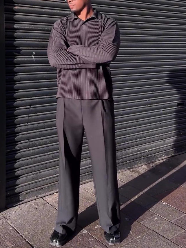 Men's Casual Pleated Long-sleeved Top - MRG Official Store