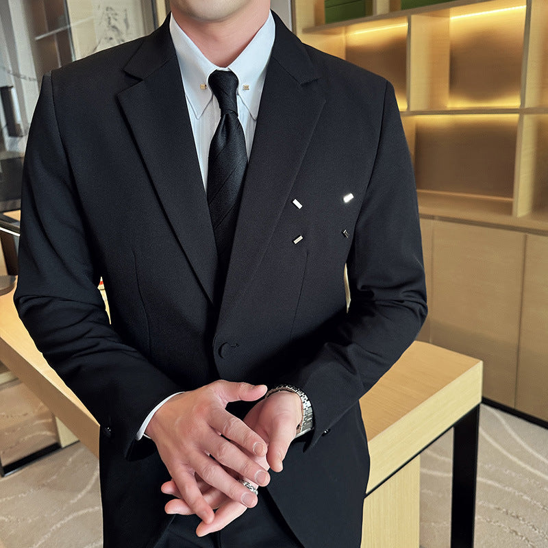 Slim-fit Thin One Button Casual Suit Jacket Men's Two-piece Suit - MRG Official Store