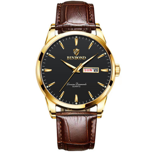 Double Calendar Waterproof Quartz Watch Men