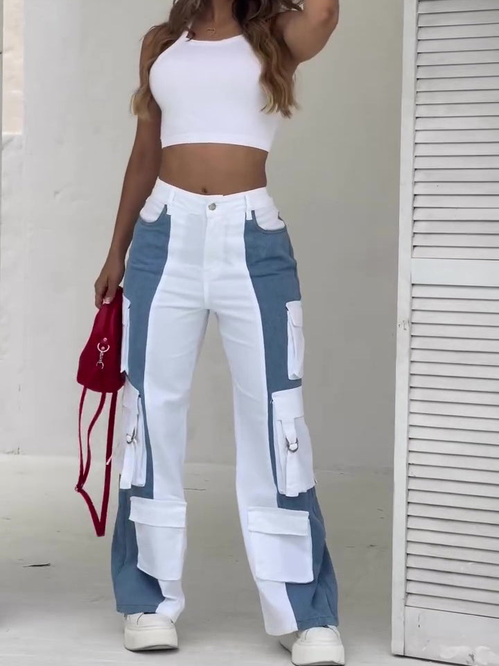 Contrast Pocket Cargo Jeans - MRG Official Store