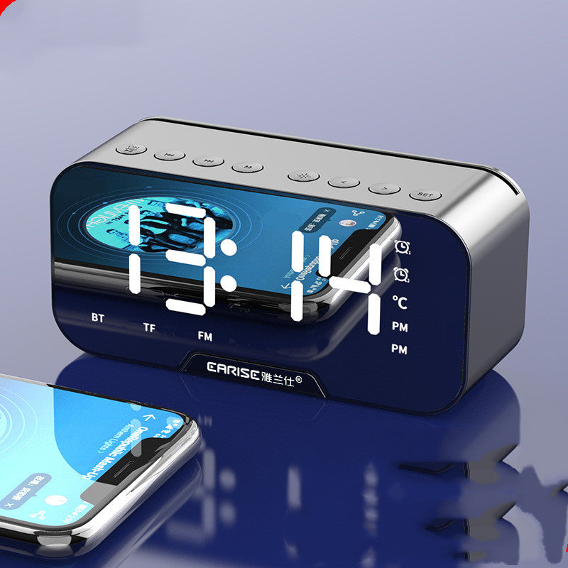 Wireless Bluetooth Speaker With FM Gift Mini Card Mirror Alarm Clock Sound Receipt Voice Prompt