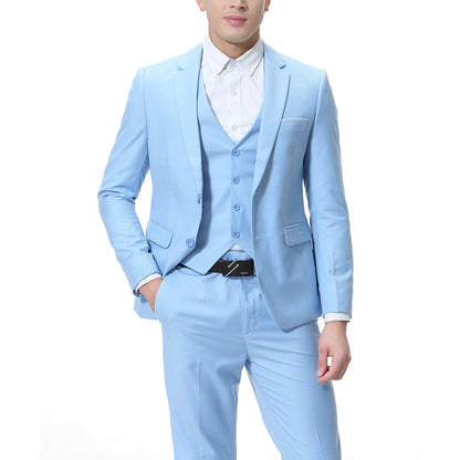 Men's Solid Color Casual Business Casual Three-Piece Suit