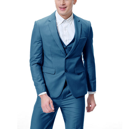 Men's Solid Color Casual Business Casual Three-Piece Suit