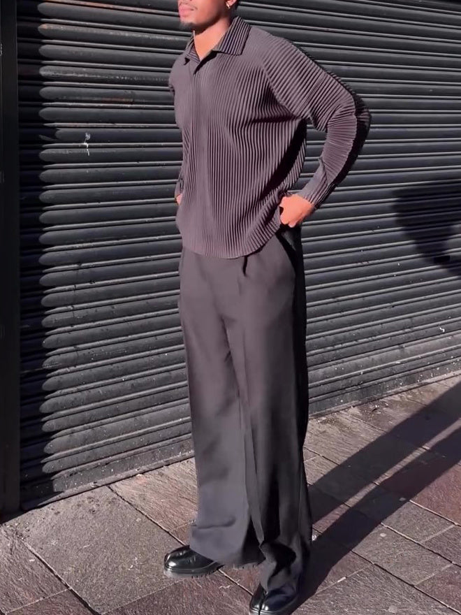 Men's Casual Pleated Long-sleeved Top - MRG Official Store