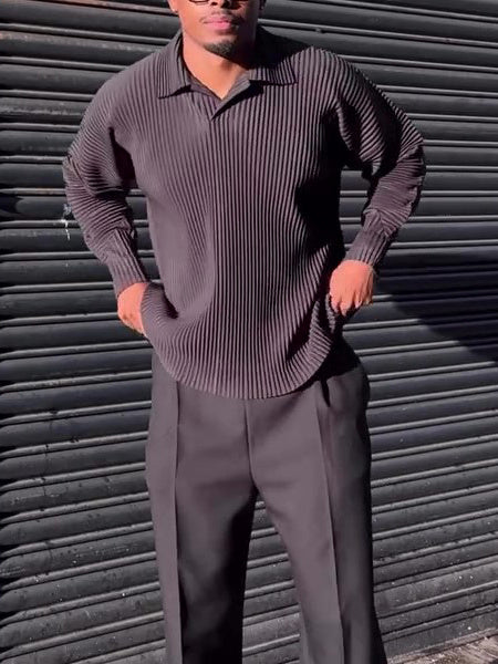 Men's Casual Pleated Long-sleeved Top - MRG Official Store