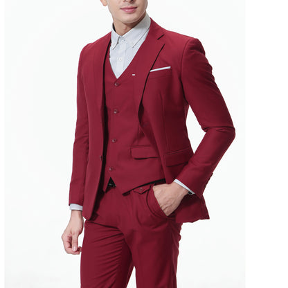 Men's Solid Color Casual Business Casual Three-Piece Suit