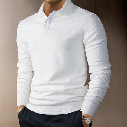 Men's Versatile Solid Color Fashion Lapel Long Sleeve Polo Shirt