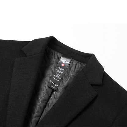 Mens Mid-Length Casual Wool Coat For Middle-Aged Men