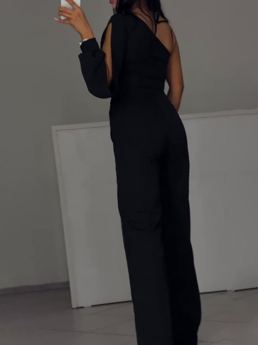 Single Sleeve Patchwork Mesh Jumpsuit - MRG Official Store