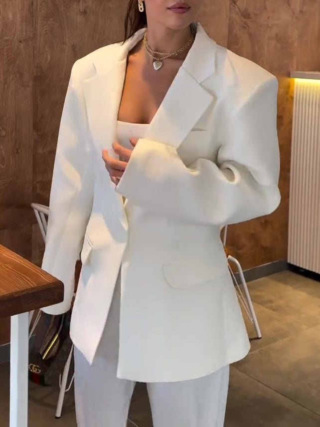 Elegant Solid Color Loose Blazer - MRG Official Store