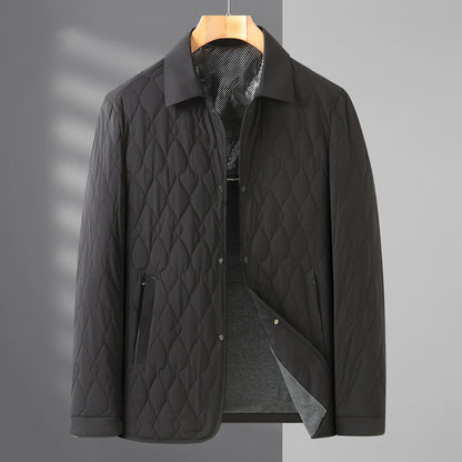Men's Jacket Lightweight Business Diamond Lattice Shirt Autumn Winter Cotton-padded Coat