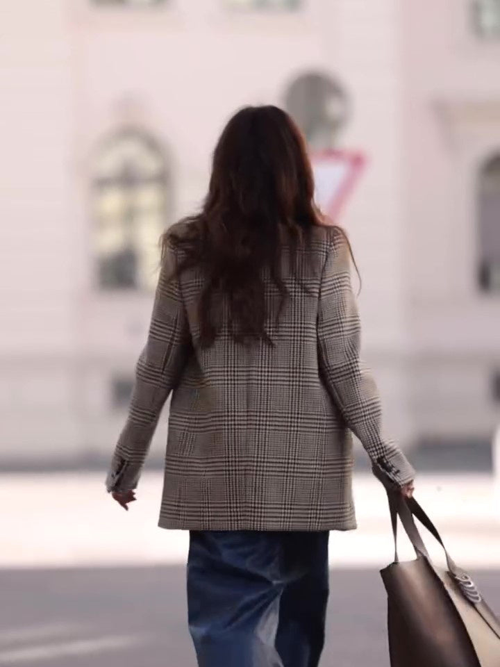 Commuting Casual Plaid Contrast Blazer - MRG Official Store