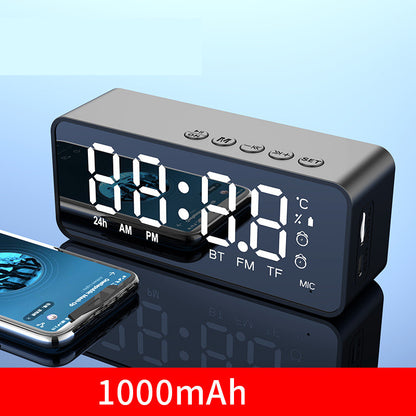 Wireless Bluetooth Speaker With FM Gift Mini Card Mirror Alarm Clock Sound Receipt Voice Prompt